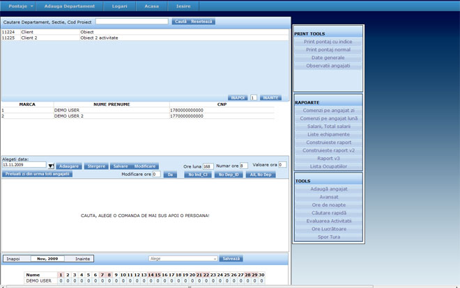 Solutie NETHELPDESK pentru Pontaje